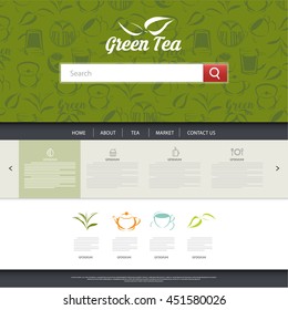 website green tea design template vector.