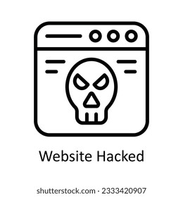 Website Hacked Vector  outline Icon Design illustration. Cyber security  Symbol on White background EPS 10 File