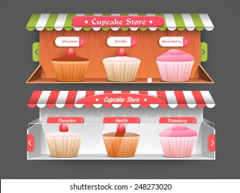 Website header or banner creative design for cupcake store.