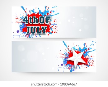 Website Header or Banner design for 4th of July, American Independence Day celebrations. 