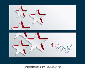 Website header or banner design for 4th of July, American Independence Day celebrations.