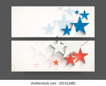 Website header or banner design for 4th of July, American Independence Day celebrations.