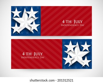 Website header or banner design for 4th of July, American Independence Day celebrations.