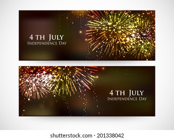  Website header or banner design for 4th of July, American Independence Day celebrations. 	