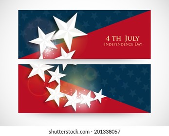  Website header or banner design for 4th of July, American Independence Day celebrations. 	
