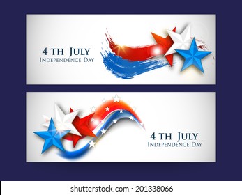  Website header or banner design for 4th of July, American Independence Day celebrations. 	