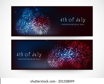  Website header or banner design for 4th of July, American Independence Day celebrations. 	