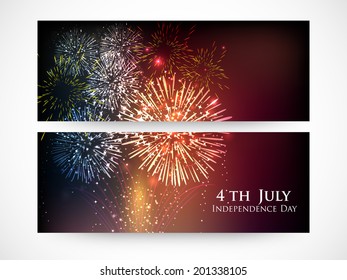  Website header or banner design for 4th of July, American Independence Day celebrations. 	
