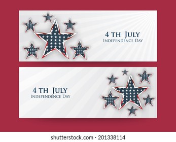  Website header or banner design for 4th of July, American Independence Day celebrations. 	