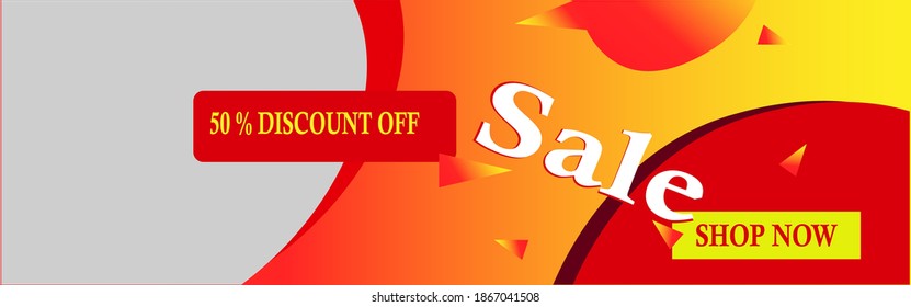 Website-Header oder Banner-Design mit 50 Rabatt-Angebot für jeden Verkauf. Werbebanner mit Platz für Ihr Produktbild.