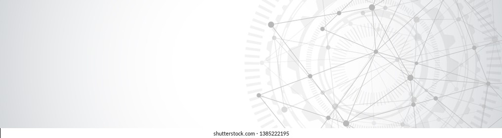 Website header or banner design with abstract geometric background and connecting dots and lines. Global network connection. Digital technology with plexus background and space for your text
