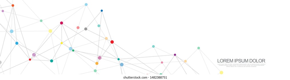 Website header or banner design with abstract geometric background and connecting dots and lines. Global network connection. Digital technology with plexus background and space for your text