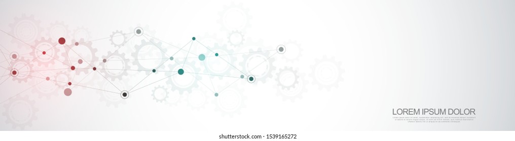 Website header or banner design with abstract geometric background and connecting dots and lines. Global network connection. Digital technology with plexus background and space for your text