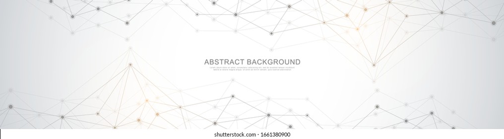 Website header or banner design with abstract polygonal background and connecting dots and lines. Global network connection. Digital technology with plexus background and space for your text