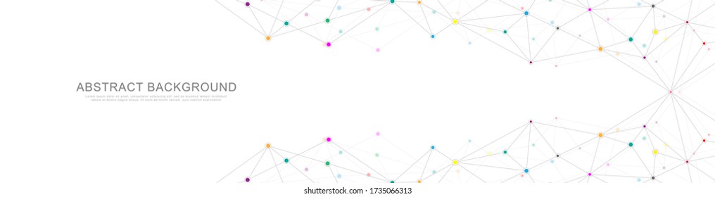 Website header or banner design with abstract polygonal background and connecting dots and lines. Global network connection. Digital technology with plexus background and space for your text