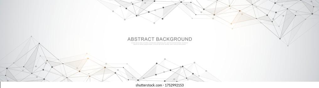 Website header or banner design with abstract polygonal background and connecting dots and lines. Global network connection. Digital technology with plexus background and space for your text