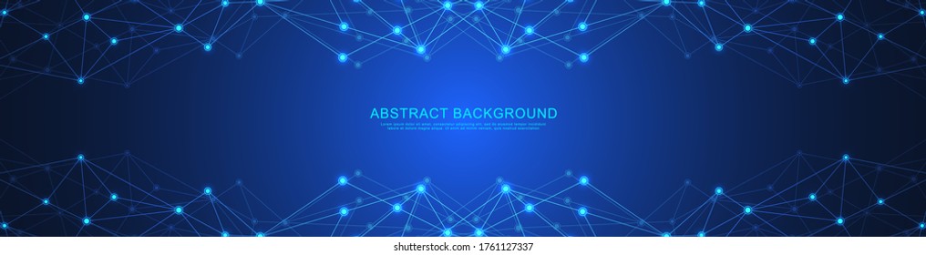 Website header or banner design with abstract polygonal background and connecting dots and lines. Global network connection. Digital technology with plexus background and space for your text