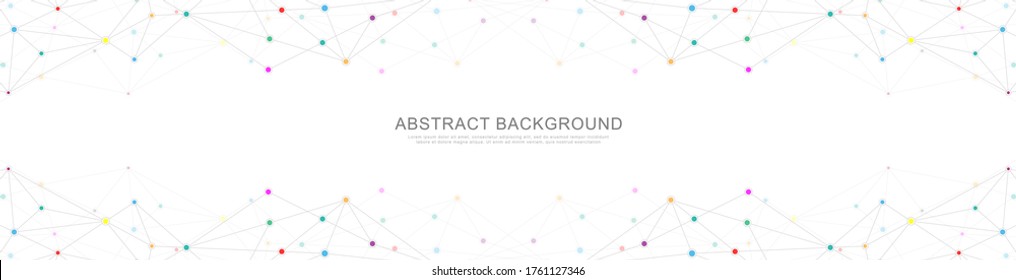 Website header or banner design with abstract polygonal background and connecting dots and lines. Global network connection. Digital technology with plexus background and space for your text