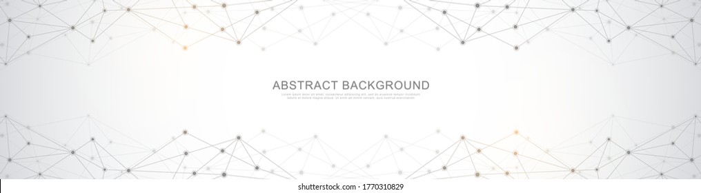 Website header or banner design with abstract polygonal background and connecting dots and lines. Global network connection. Digital technology with plexus background and space for your text