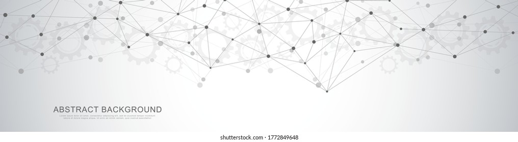 Website header or banner design with abstract polygonal background and connecting dots and lines. Global network connection. Digital technology with plexus background and space for your text