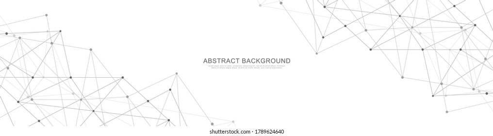 Website header or banner design with abstract polygonal background and connecting dots and lines. Global network connection. Digital technology with plexus background and space for your text