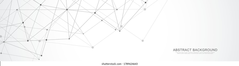 Website header or banner design with abstract polygonal background and connecting dots and lines. Global network connection. Digital technology with plexus background and space for your text
