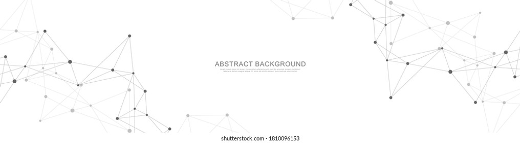 Website header or banner design with abstract polygonal background and connecting dots and lines. Global network connection. Digital technology with plexus background and space for your text