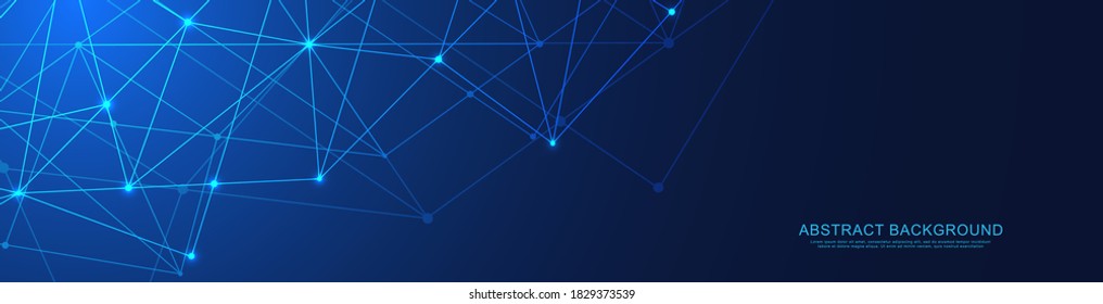 Website header or banner design with abstract polygonal background and connecting dots and lines. Global network connection. Digital technology with plexus background and space for your text