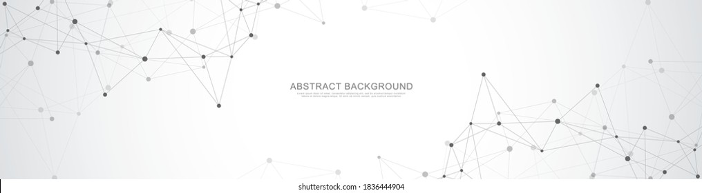 Website header or banner design with abstract polygonal background and connecting dots and lines. Global network connection. Digital technology with plexus background and space for your text