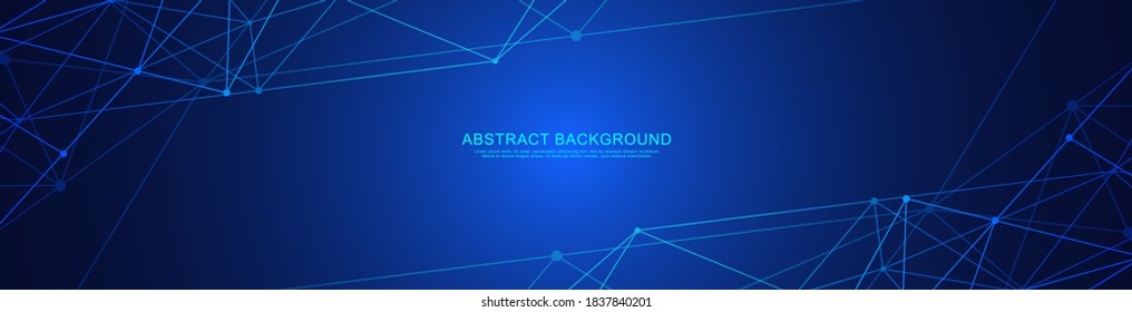 Website header or banner design with abstract polygonal background and connecting dots and lines. Global network connection. Digital technology with plexus background and space for your text