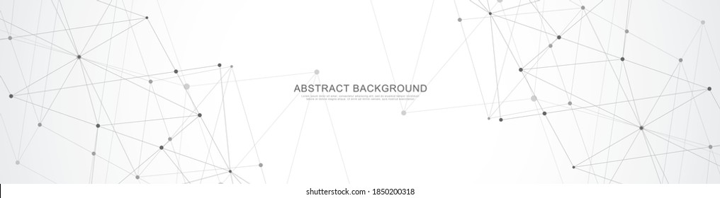 Website header or banner design with abstract polygonal background and connecting dots and lines. Global network connection. Digital technology with plexus background and space for your text