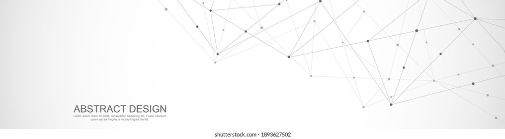 Website header or banner design with abstract polygonal background and connecting dots and lines. Global network connection. Digital technology with plexus background and space for your text