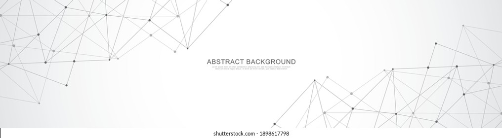 Website header or banner design with abstract polygonal background and connecting dots and lines. Global network connection. Digital technology with plexus background and space for your text