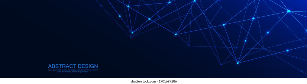 Website header or banner design with abstract polygonal background and connecting dots and lines. Global network connection. Digital technology with plexus background and space for your text