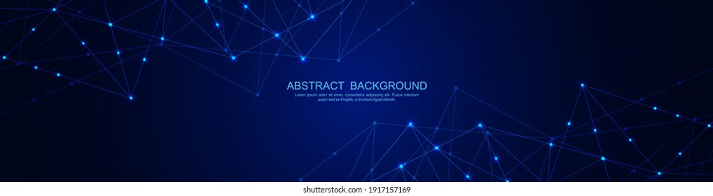 Website header or banner design with abstract polygonal background and connecting dots and lines. Global network connection. Digital technology with plexus background and space for your text