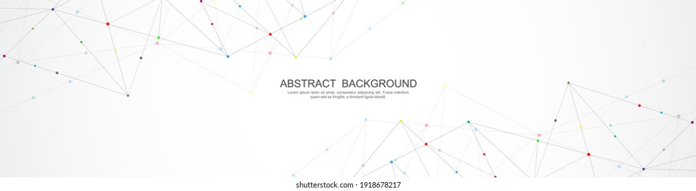 Website header or banner design with abstract polygonal background and connecting dots and lines. Global network connection. Digital technology with plexus background and space for your text