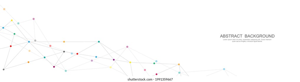 Cabecera o diseño de banner del sitio web con fondo poligonal abstracto y puntos y líneas de conexión. Conexión de red global. Tecnología digital con fondo plexado y espacio para tu texto