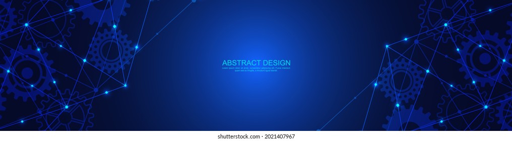 Cabecera o diseño de banner del sitio web con fondo poligonal abstracto y conexión de puntos y líneas. Conexión de red global. Tecnología digital con fondo plexado y espacio para tu texto
