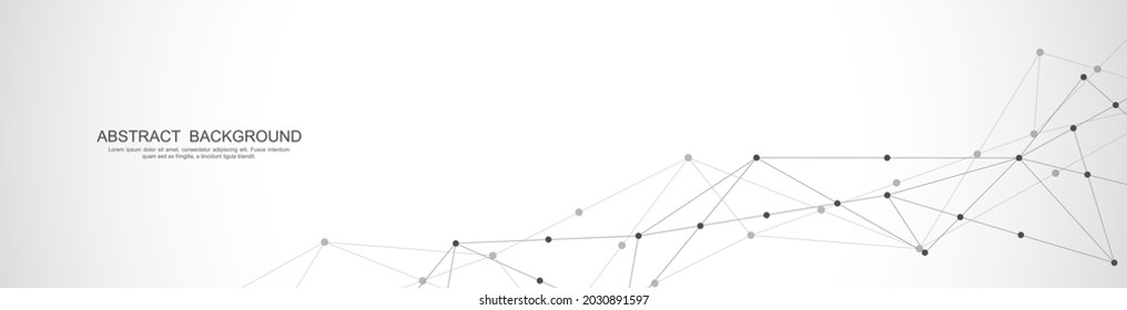 Website header or banner design with abstract polygonal background and connecting the dots and lines. Global network connection. Digital technology with plexus background and space for your text