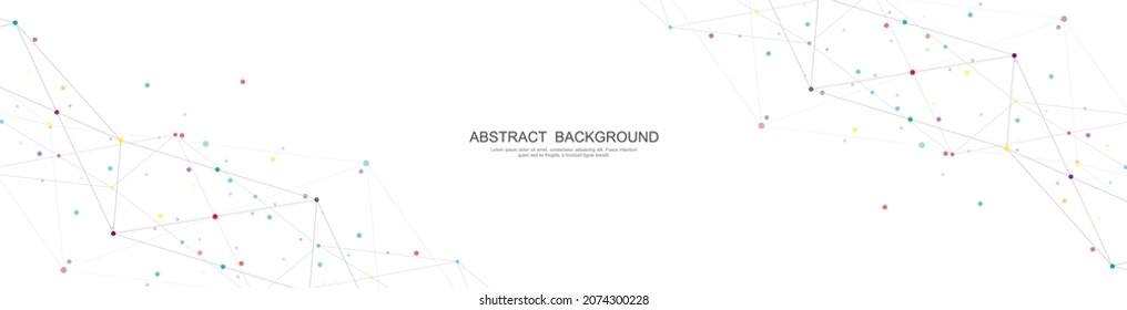 Website header or banner design with abstract polygonal background and connecting the dots and lines. Global network connection. Digital technology with plexus background and space for your text