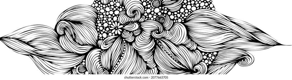 Website header or banner design with abstract black and white background and connecting lines. Wave black thin lines vertical curve pattern vector abstract background illustration. 
