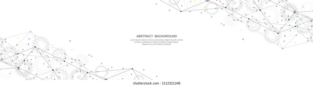 Cabecera o diseño de banner del sitio web con fondo poligonal abstracto y conexión de puntos y líneas. Conexión de red global. Tecnología digital con fondo plexado y espacio para tu texto