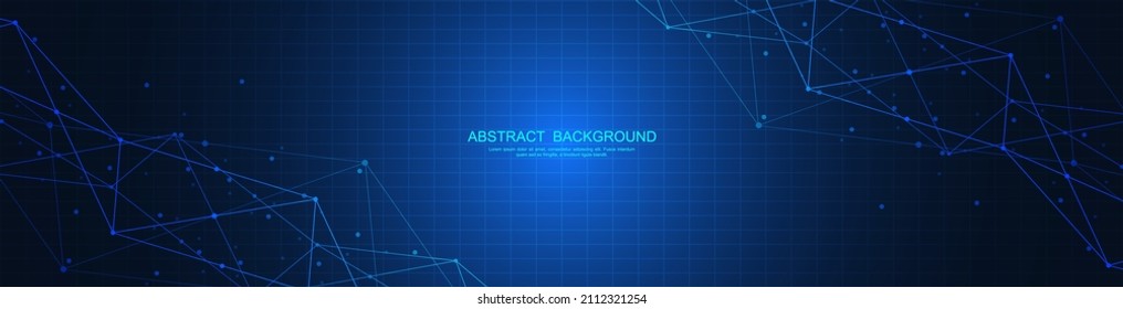 Website header or banner design with abstract polygonal background and connecting the dots and lines. Global network connection. Digital technology with plexus background and space for your text