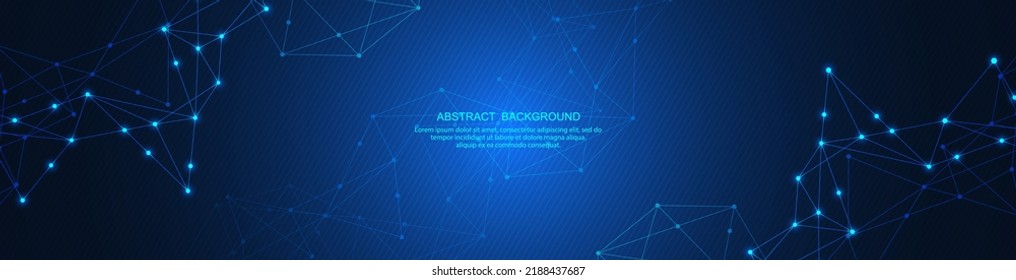 Website header or banner design with abstract polygonal background and connecting the dots and lines. Global network connection. Digital technology with plexus background and space for your text.
