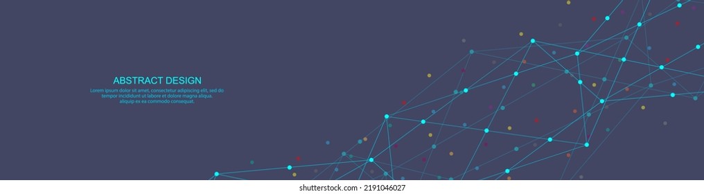 Website header or banner design with abstract polygonal background and connecting the dots and lines. Global network connection. Digital technology with plexus background and space for your text.