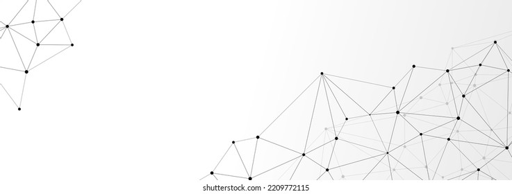 Website header or banner design with abstract polygonal background and connecting dots and lines. Global network connection. Digital technology with plexus background and space for your text