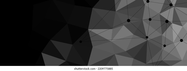 Website header or banner design with abstract polygonal background and connecting dots and lines. Global network connection. Digital technology with plexus background and space for your text