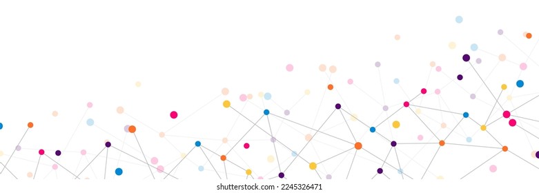 Website-Kopfzeile oder Banner-Design mit abstraktem geometrischem Hintergrund. Verbindungspunkte und Linien. Globale Netzwerkverbindung. Vektorgrafik