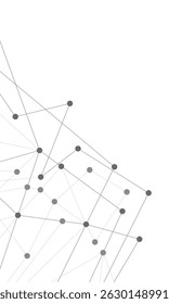 Website header or banner design with abstract geometric background and connecting dots and lines. Global network connection. Digital technology with plexus background and space for your text