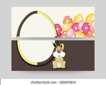 Website-Header oder Banner-Design mit schönen Eiern und sonniger auf hellbraunem Hintergrund. 